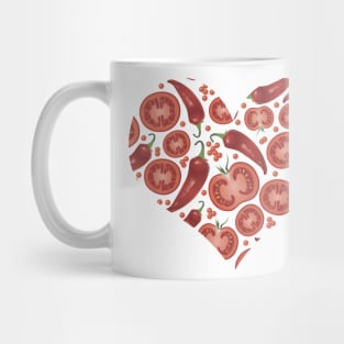 Red chilli peppers and tomatoes, realistic food print Mug